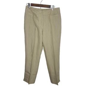 Rafaella size 12 linen pants fully lined women's trousers khaki cream stripe